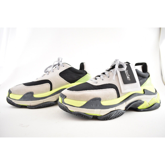 Balenciaga Triple S Mens V2 Black Grey Jaune Nylon Speed Trainer Sneaker 42 US 9 - Picture 7 of 9